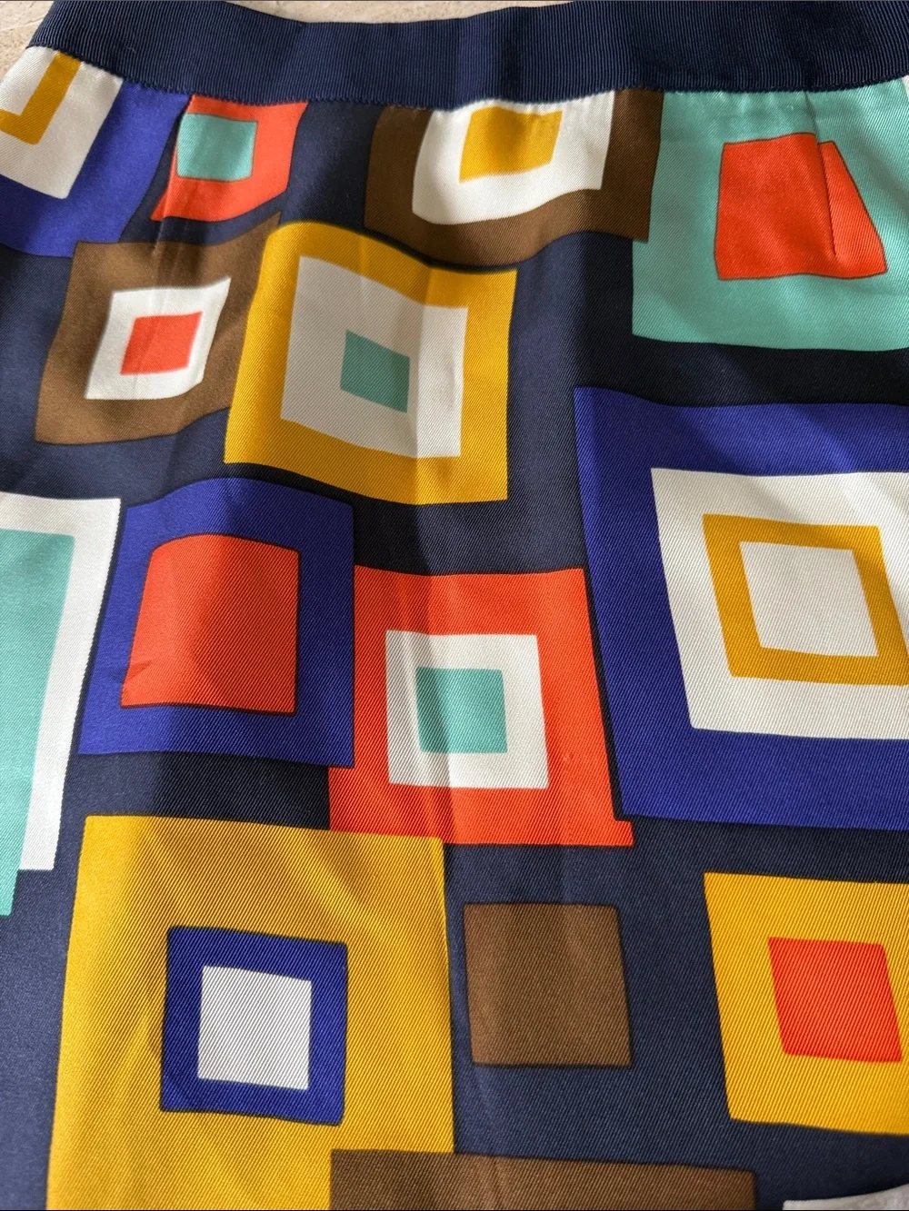Kate Spade Kylie Silk Geometric Print A-Line Skirt Multi Size 6